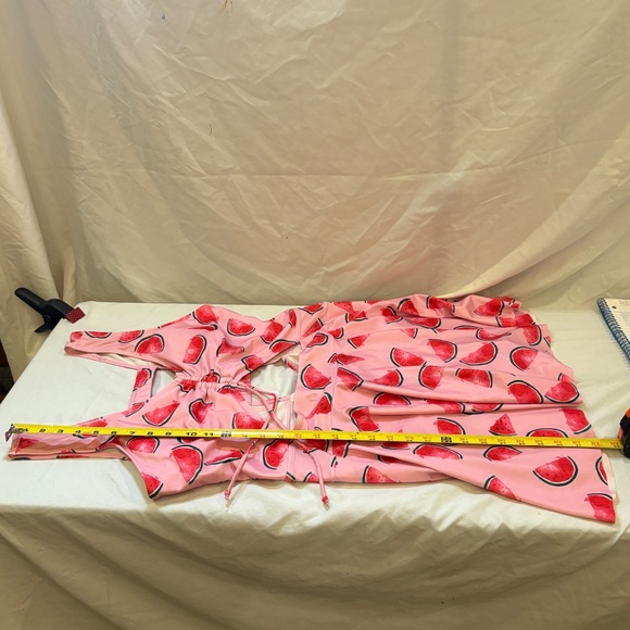 Esprlia Bathing Suit 1 Pc Plus 2XL Soft Cup Full Skirt Cut Out Watermelon Print - Picture 4 of 6